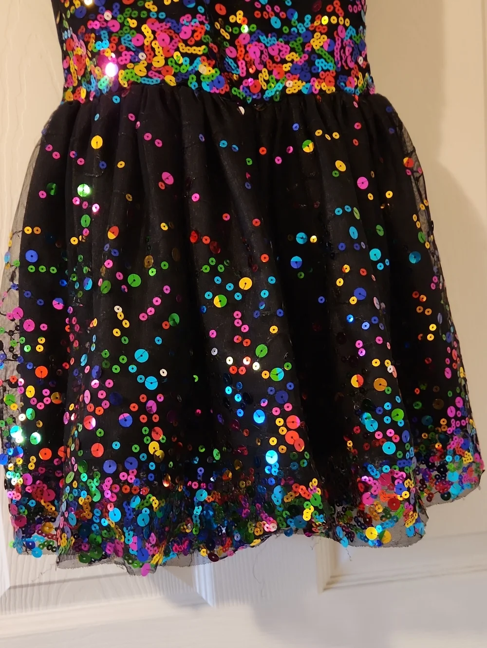 Black Sequin Dance Performance Competition One Piece